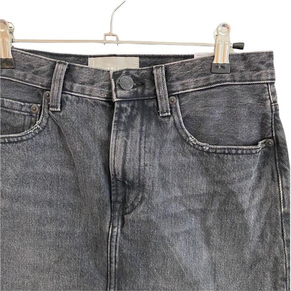 Everlane 27 Denim Skirt Faded Black Gray Raw Hem Jean Mini Basic - Picture 3 of 6